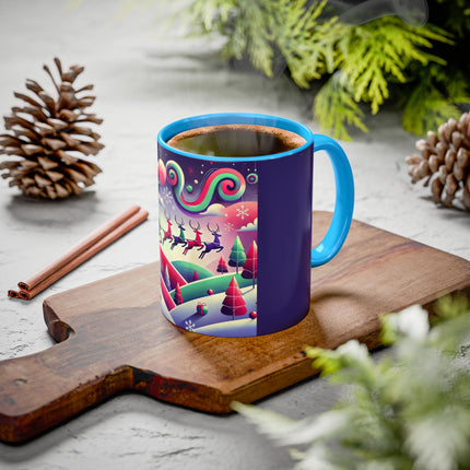 Festive Reindeer Flight Colorful Mugs (11oz, 15oz)