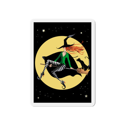 A Witch’s Moonlit Flight Die-Cut Magnets (5 Sizes)