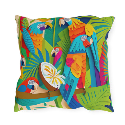 Colorful Macaws Outdoor Pillows