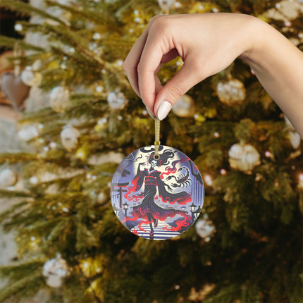 Halloween Sorceress Glass Ornament