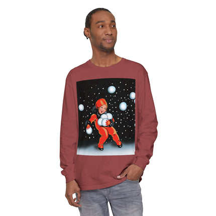 Festive Snowball Unisex Garment-dyed Long Sleeve T-Shirt