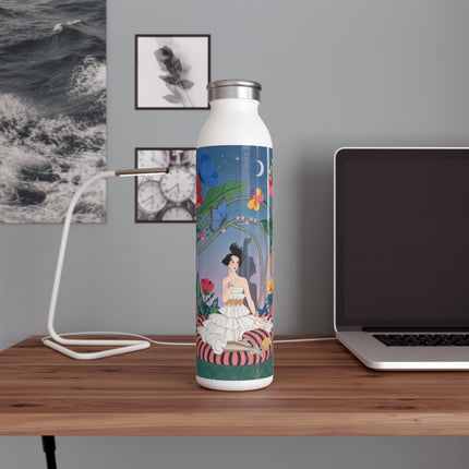 🪞🌸 The Lady In Her Curious Apartment Slim Water Bottle – Art Deco Fashion Whimsy