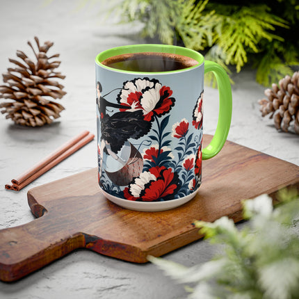 ❤️🌺 The Scarlet Blossom Dancer Colorful Mug – Art Deco Fashion Whimsy