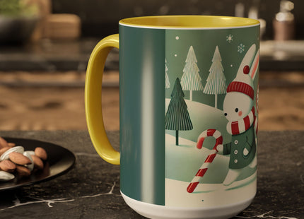 Candy Cane Timekeeper Bunny Colorful Mugs (11oz, 15oz)