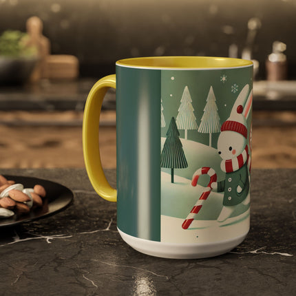 Candy Cane Timekeeper Bunny Colorful Mugs (11oz, 15oz)