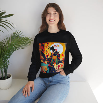 Black Cat in Kimono Unisex Heavy Blend™ Crewneck Sweatshirt