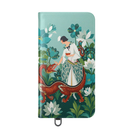 🐉🌿 The Dragon Keeper Flip Case – Art Deco Floral Fantasy