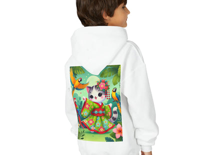 Parrot Dance of the Geisha Kitten Youth Heavy Blend Hooded Sweatshirt