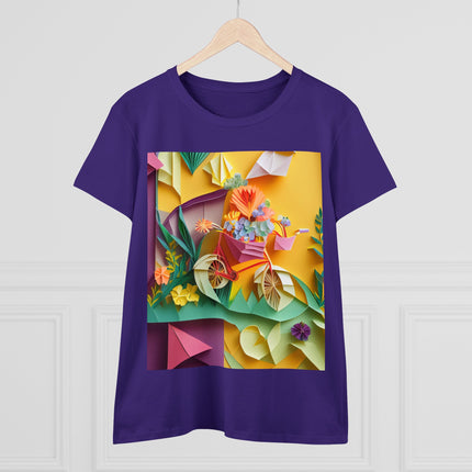Origami Bicycle Women's Midweight Cotton Tee