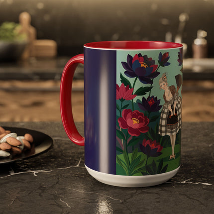 The Lady Of The Lotus Garden Colorful Mugs – Art Deco Botanical Elegance