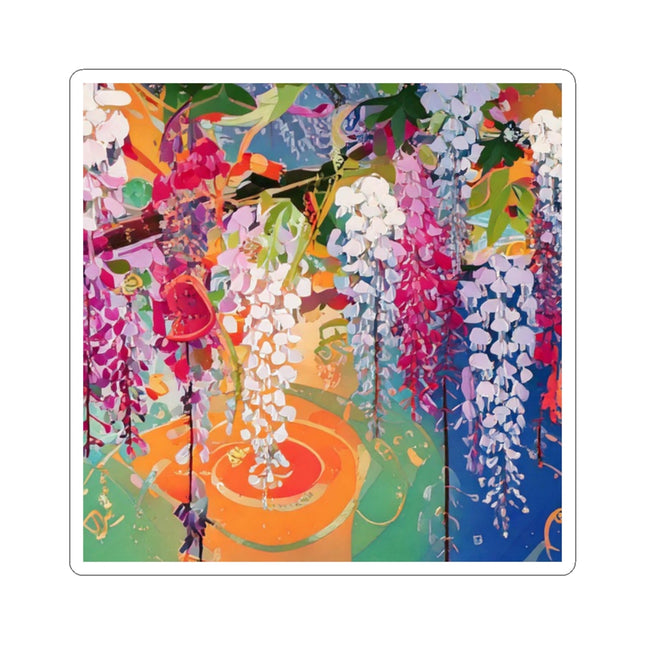 Golden Wisteria Elegance Kiss-Cut Stickers (4 Sizes)