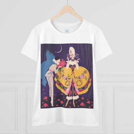 🌹🌙 The Queen Of The Midnight Roses Cotton Tee – Art Deco Garden Fantasy