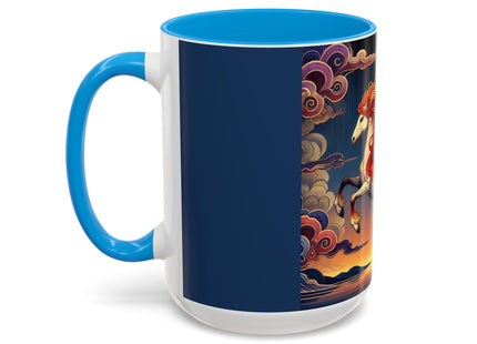 Flame-Winged Horse at Sunset Colorful Mugs (11oz, 15oz)