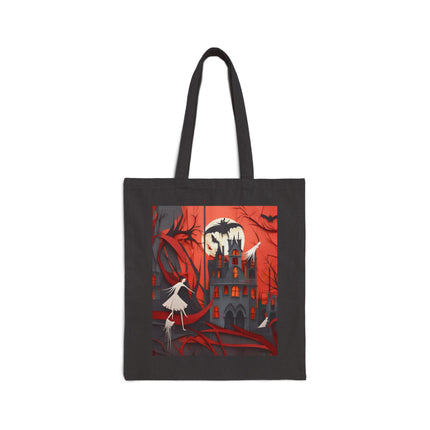 Halloween Night Scene Cotton Canvas Tote Bag