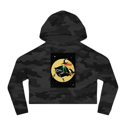 A Witch’s Moonlit Flight Women’s Cropped Hooded Sweatshirt