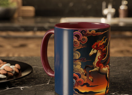 Flame-Winged Horse at Sunset Colorful Mugs (11oz, 15oz)