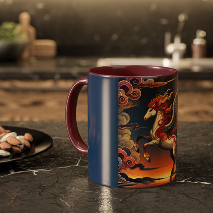 Flame-Winged Horse at Sunset Colorful Mugs (11oz, 15oz)