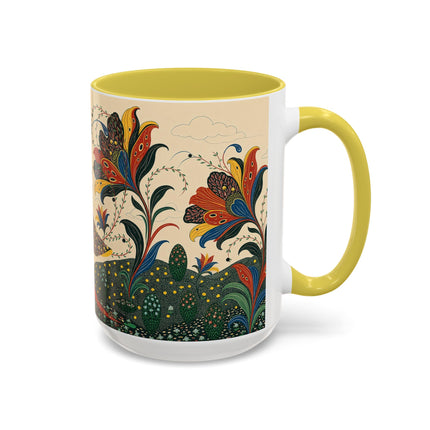 🌺🦋 The Enchanted Floral Voyage Colorful Mug – Art Deco Botanical Whimsy
