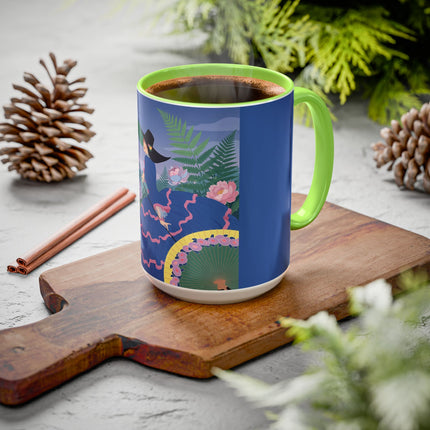 The Lady Of The Garden Stroll Colorful Mugs – Art Deco Botanical Elegance