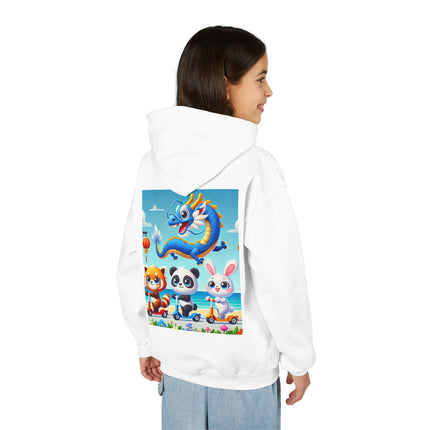 Seaside Scooter Friends Youth Hooded Sweatshirt – Coastal Fun & Playful Adventure