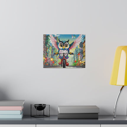 Cycling Owl Matte Canvas, Stretched, 0.75"