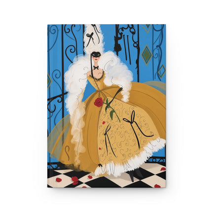 🎭🌹 The Lady Of The Golden Masquerade Hardcover Journal – Art Deco Romantic Elegance