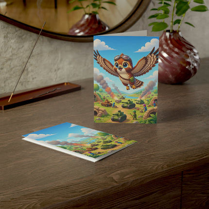 🦅✈️ The Little Sky Scout Greeting Card – Whimsical Animal Adventure