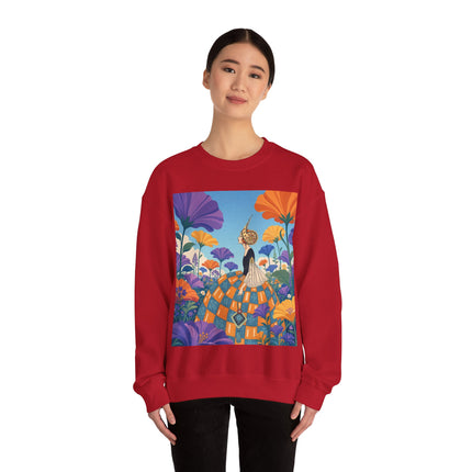 🌺🧡 The Lady Of The Golden Garden Crewneck Sweatshirt – Art Deco Fashion Fantasy