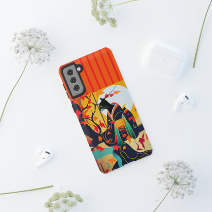Black Cat in Kimono Phone Cases