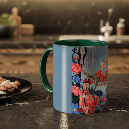 The Ladies Of The Enchanted Hammock Colorful Mugs – Art Deco Whimsical Garden Elegance