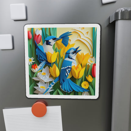 Blue Jays in a Spring Garden Die-Cut Magnets (5 Sizes)