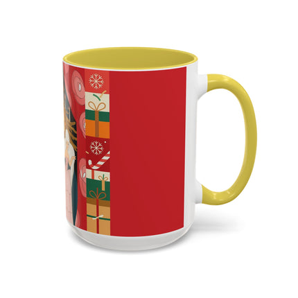 ❤️ The Lady Of The Candlelit Christmas Alcove Colorful Mug – Art Deco Holiday Elegance