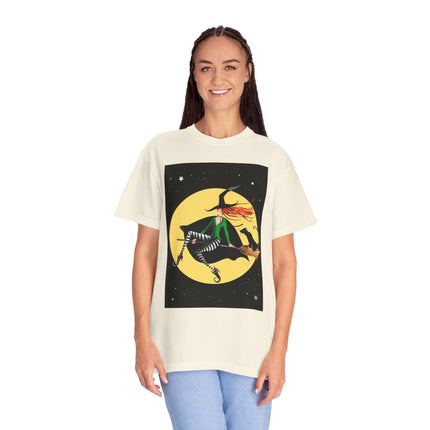 A Witch’s Moonlit Flight Unisex Garment-Dyed T-shirt