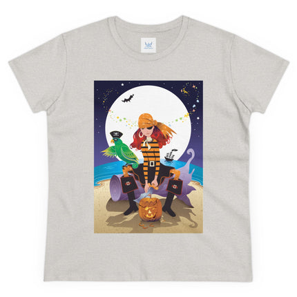 Moonlit Pirate Halloween Women's Midweight Cotton Tee