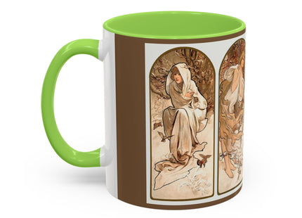 The Seasons by Alphonse Maria Mucha Colorful Mugs (11oz, 15oz)