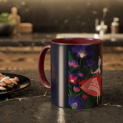 Moonlight Waltz Among The Blossoms Colorful Mugs – Art Deco Floral Enchantment