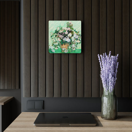 Roses by Vincent Van Gogh Acrylic Wall Clock, Round and Square