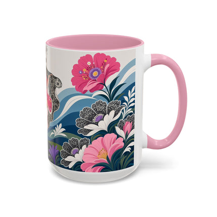 🌸🎀 The Pink Lace Garden Promenade Colorful Mug – Art Deco Fashion Elegance