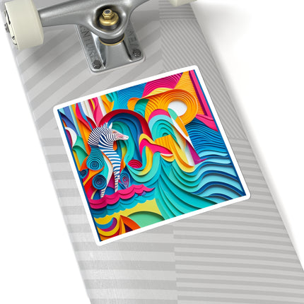 Surfing Zebra Kiss-Cut Stickers (4 Sizes)