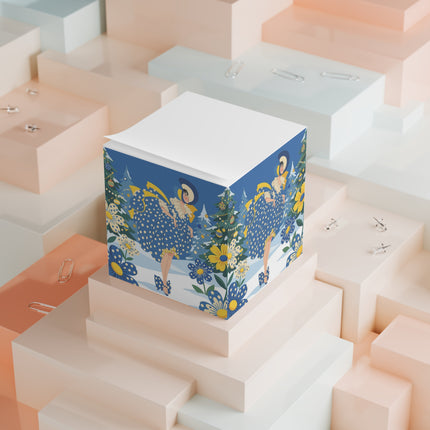 💙🎄 The Bluebell Christmas Promenade Note Cube – Art Deco Holiday Elegance