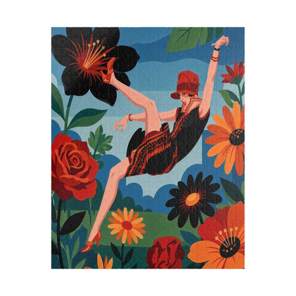 🌺✨ The Lady In The Fabulous Flowers Puzzle – Art Deco Floral Fantasy