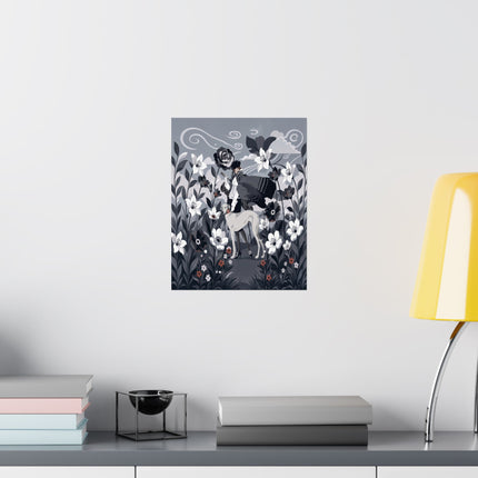 🖤🐕 The Lady Of The Midnight Hound Matte Vertical Poster – Art Deco Fashion Whimsy
