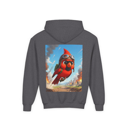 Cardinal Dive Bomber Youth Hooded Sweatshirt – Bold Flight & Fearless Adventure