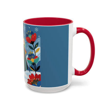 ❤️❄️ The Winter Heart Messenger Colorful Mug – Art Deco Snow Garden Fantasy