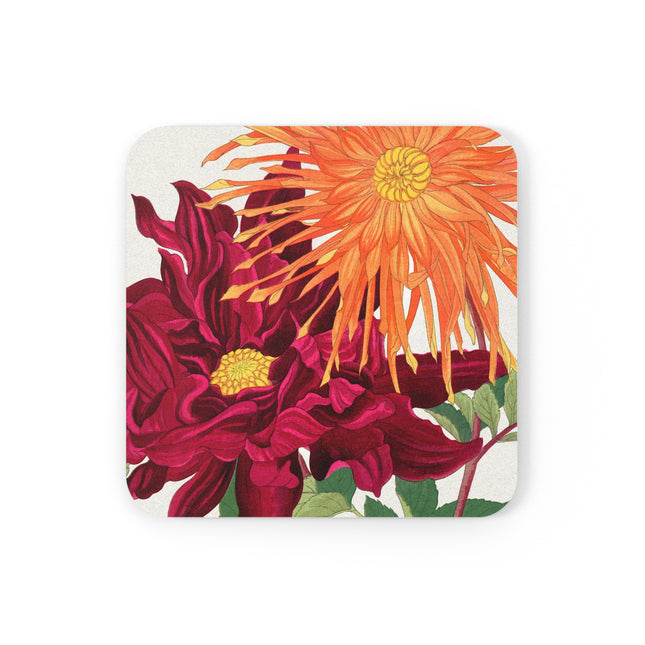 Dahlia Flower by Tanigami Kônan Cork Back Coaster