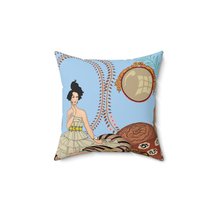 Minuit … ou l’appartement à la mode by George Barbier Spun Polyester Square Pillow