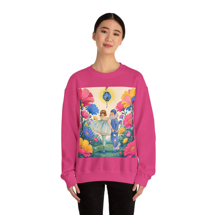 🌸🏮 The Lantern Garden Stroll Crewneck Sweatshirt – Art Deco Floral Whimsy