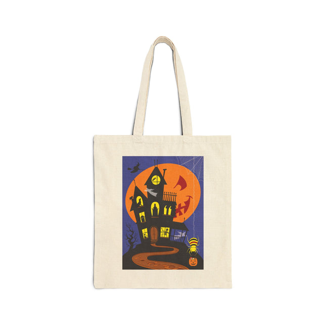 Halloween Night at the Haunted House Cotton Canvas Tote Bag
