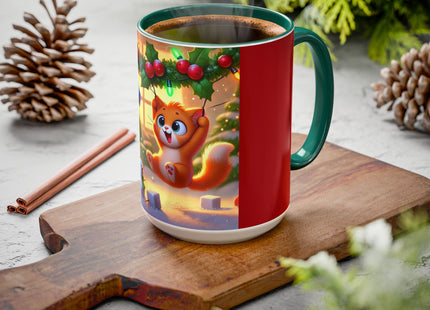 Naughty or Nice Kitten Christmas Colorful Mugs (11oz, 15oz)