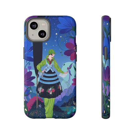 🌸🐦 The Lady Of The Midnight Bird Garden Phone Case – Art Deco Floral Fantasy